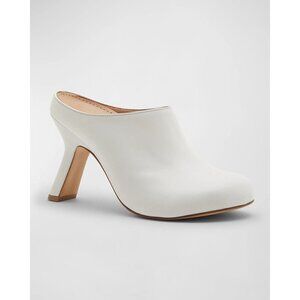 Loewe Terra Leather Stiletto Mule Clogs in White 39 New with Box High Heels